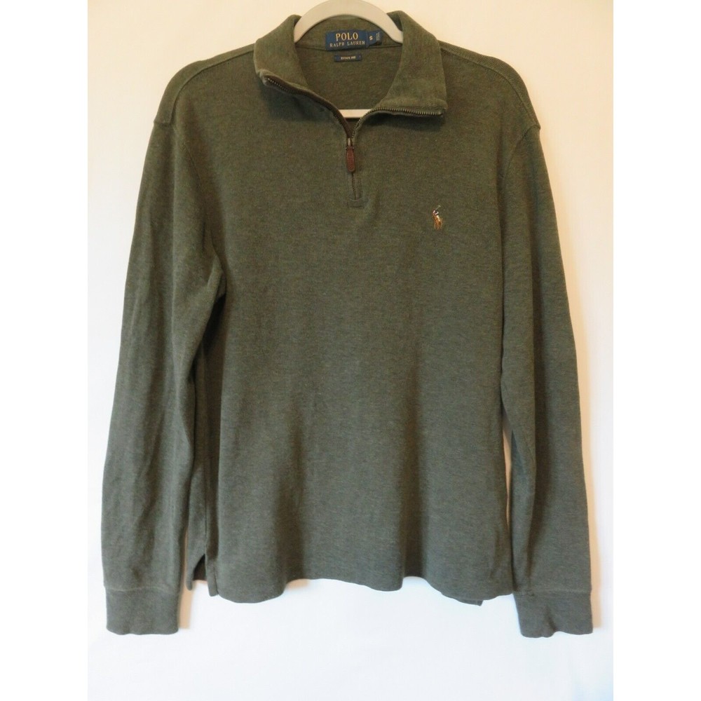 Polo Ralph Lauren 1/4 Zip Sweater Small Men's Hunter Green Estate Rib Pullover
